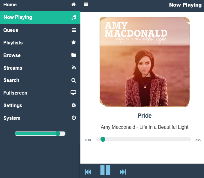Now-Playing-Ansicht mit Album-Cover