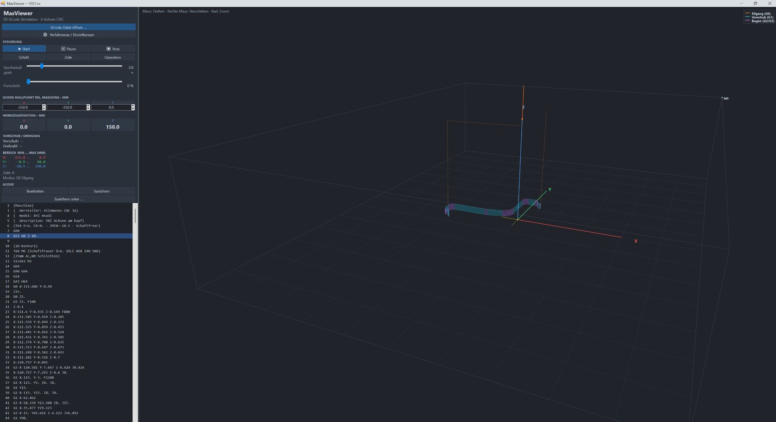 MasViewer – GCode-Simulation in 3D